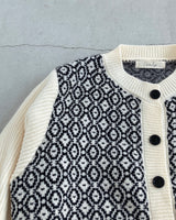 PLAID BICOLOR CARDIGAN