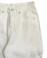 WHITE DAMAGE JEANS
